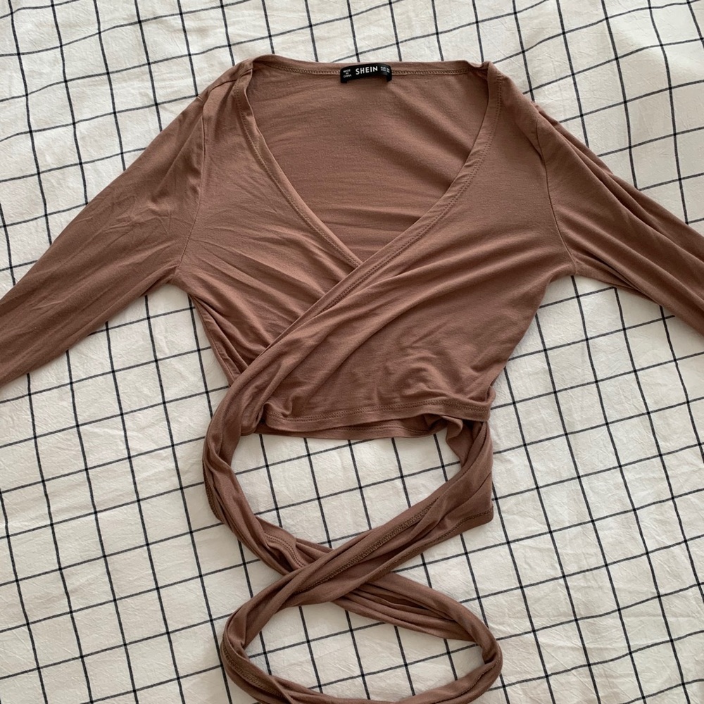 Long Sleeve Crop top Wrap Top